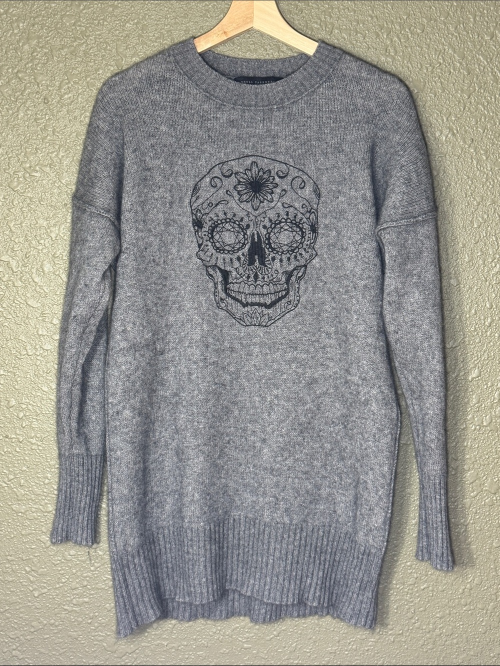 RARE SKULL CASHMERE SUGAR SKULL LONG SWEATER
